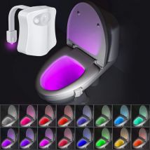 Veilleuse 16 couleurs – Veilleuse de toilette, lumière automatique avec capteur de mouvement pour salle de bain, veilleuse lumineuse adaptée à toutes