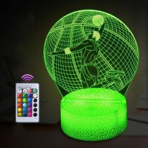 Longziming - Veilleuse de basket-ball 3D illusion jouet pour enfants, 16 couleurs changeantes avec télécommande, lampe de nuit pour enfants,