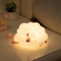 Kcvv - Luz de noche para bebé, luz de noche infantil con forma de cordero, lámpara de noche de silicona recargable por usb con temporizador, luz de