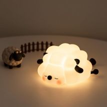 Kcvv - Baby-Nachtlicht, Lamm-Kinder-Nachtlicht, wiederaufladbare USB-Nachttischlampe aus Silikon mit Timerfunktion, Kawaii-Baby-Nachtlicht aus