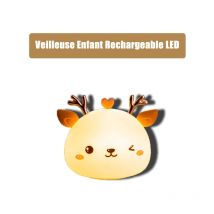 Hklffja - Veilleuse Bebe,Veilleuse Enfant Rechargeable LED,Lampe de Chevet,Veilleuse Adulte Fille Garcon 7 Couleurs Portable en Silicone,Lampe Cerf