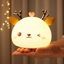 Ensoleille - Veilleuse Bebe,Veilleuse Enfant Rechargeable LED,Lampe de Chevet,Veilleuse Adulte Fille Garcon 7 Couleurs Portable en Silicone,Lampe