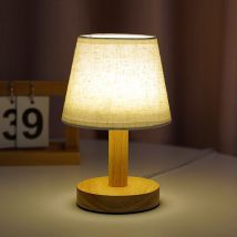 Veilleuse de chevet en bois à led avec abat jour en lin pour chambre à coucher, salon