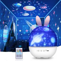 Rnemitery - Veilleuse Projecteur pour Enfants, Dimmable Star Projecteur avec 6 Films, 360° Rotation Bébé led Boîte à Musique Projecteur Veilleuse