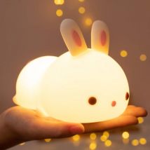 Veilleuse led Enfant Rechargeable,Veilleuse Lapin Tactile Avec 7 Couleurs,Veilleuse Portable Silicone Nuit,Cadeau Bebe Fille Garcon
