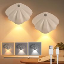 Gotrays - Veilleuse led rechargeable,2 Pack Veilleuse avec Détecteur de Mouvement,3 Modes D'éclairage,Bande Magnétique Adhésive,Veilleuse Enfant pour