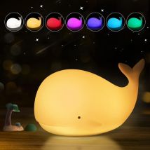 Kcvv - Veilleuse Pour Enfants - Veilleuse Baleine En Silicone Led - Veilleuse Avec Interrupteur Tactile Portable Pour Chambre De Bébé, Chambre À 