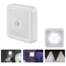 Ouylaf - Veilleuse Led, Magnétique lampe detecteur de mouvement interieur avec tampons adhésifs gratuits, Coller n'importe où, Blanc Paquet de 2