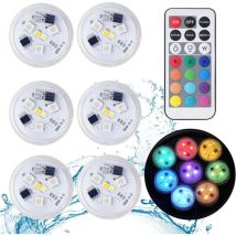 XVX - Vela led sumergible Knob, IP68, 4 luces led, 40 horas de duración, luces de colores con control remoto