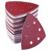 Pack of 72 delta abrasive triangles - 6 holes - 90 x 90 x 90 mm - grains 40/60/80/120/180/240 - sanding triangle for sanding and polishing
