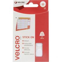VEL-EC60227 Pastilles rondes auto-agrippantes à coller partie velours et partie agrippante (ø) 16 mm blanc 16 p - Velcro