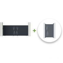 Casanoov - Pack Schiebetor 4 m veleta 400 x 160 cm + Tor veleta 100P160 cm Grau