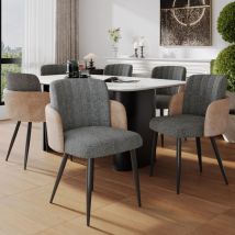 Okwish - Velluto ad anello di alta qualità (6 pezzi), sedia da soggiorno, sedia da pranzo, sedia da cucina con schienale, sedia con braccioli, gambe
