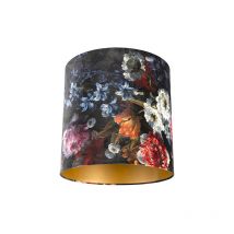 Velour Lampenschirm Blumenmuster 40/40/40 goldene Innenseite