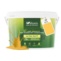 Veluxis Wandfarbe Gelb Für Den Innenraum - 5 Liter & Deckkraft-klasse 1, Streifenfrei, Tropfarm & Öko Farbe, Voc-frei - (mighty Mango)