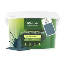 Veluxis Wandfarbe Blau Für Den Innenraum - 2,5 Liter & Deckkraft-klasse 1, Streifenfrei, Tropfarm & Öko Farbe, Voc-frei - (blue Mussel)