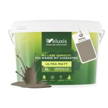Veluxis Wandfarbe Taupe Für Den Innenraum - 5 Liter & Deckkraft-klasse 1, Streifenfrei, Tropfarm & Öko Farbe, Voc-frei - (aesthetic Ajwain)