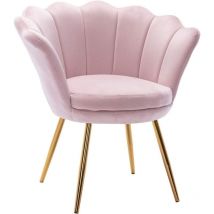 Accent Chair in Velvet Modern Vanity Armchair with Unique Petal Backrest Tub Chair for Home Bedroom Living Room, Light Pink, Wahson