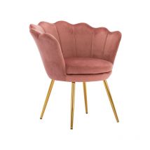 Wahson Office Chairs - Accent Chair in Velvet Modern Vanity Armchair with Unique Petal Backrest Tub Chair for Home Bedroom Living Room, Pink, Wahson