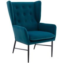 Wahson Office Chairs - Armchair in Velvet Upholstered Occasional Lounge Chair with Button-tufted Backrest Vintage Leisure Accent Chair for Living