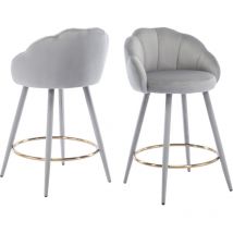 Wahson Office Chairs - Bar Stools Set of 2 in Velvet Upholstered Bar Chairs with Pental Backrest Modern Counter Stools for Home Bar Kitchen