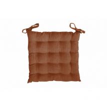Dessus de chaise capitonné en velours velvet terracotta, par Soleil d'Ocre