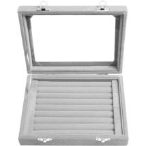 Linghhang - Velvet Jewelry Box 7 Slots Ring Storage Box for Rings Earrings Necklaces