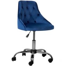 Velvet Office Chair Tufted Upholstery Adjustable Height Chrome Blue Parrish - Black