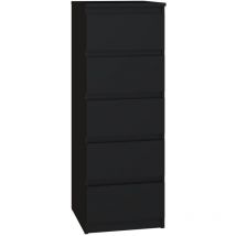 Hucoco - venezia Cassettiera alta moderna per camera da letto/soggiorno/ufficio 45x40x111 5 cassetti scorrevoli Armadio di stoccaggio chiffon
