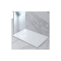 Bricozone - Piatto Doccia Spessore 2.6 Cm Resina smc Effetto Pietra Stone Ardesia Antiscivolo Riducibile Filopavimento Con Griglia Di Copertura