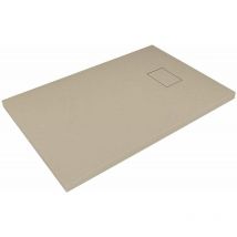 Piatto Doccia Spessore 2.6 Cm Resina smc Effetto Pietra Stone Ardesia Antiscivolo Riducibile Filopavimento Con Griglia Di Copertura Tortora 70x100 Cm