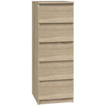 Venice - Cómoda alta moderna para dormitorio / salón / despacho - 45x40x111 - 5 cajones correderos - Mueble contenedor