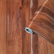 Pellicola adesiva, Aspetto legno marrone, 45cm x 3m, Spessore 95μ, Pellicola autoadesiva per mobili o cucina, carta da parati, pvc senza ftalati,