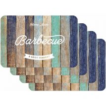 Home made bbq 59094 Tovaglietta con motivo stampato, Bbq Californian Multicolor, Confezione da 4 pezzi - Venilia