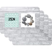 Zen 59085 Tovaglietta con motivo stampato, Zen Stone Grau, Confezione da 4 pezzi - Venilia