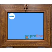 Eco-blu - Ventana pvc 600X500 Roble Dorado Abatible (Golpete) Vidrio Mate