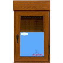 Eco-blu - Fenêtre pvc 800x1155 oscillo-battant Chêne doré Droite avec Volet roulant Verre Transparent