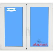 Eco-blu - Ventana pvc aluplast 1000x1000 Blanca 2 Hojas Oscilobatiente Vidrio Transparente