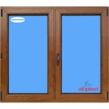 Eco-blu - Ventana pvc 1000x1000 Roble Dorado 2 Hojas Oscilobatiente Vidrio Transparente