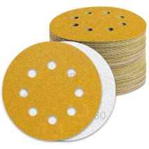 Disque Poncage 125mm Grain 80 Papier Poncer 100pcs Disques Abrasif pour Ponceuse Excentrique Papier de Verre