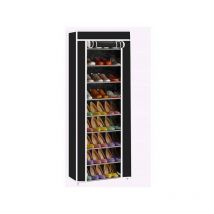 Galozzoit - Salle de 10 couches 9 réseaux Rack de chaussures en tissu non tissé - noir