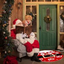 Vente flash Tapis de Noël rond, tapis de bain de Noël, tapis rond de Noël, bonhomme de neige mignon de Noël, antidérapant et lavable (Père Noël