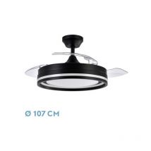 Fabrilamp - cahersa- Ventilador de Techo dc cerrato Negro 72W 3ASPAS desplegables