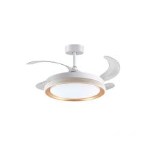 Ventilador DC KIGALI MINI blanco/oro, 4 aspas retráctiles, 48W LED 300040006000K, Al.35xD.91/40cm