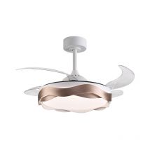 Interlusa - Ventilador dc ondas cobre, 4 aspas retráctiles, 72W led 300040006000K