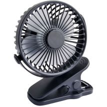 Ventilador de mesa con clip 10cm usb + batería, negro