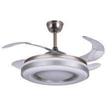 Bel Air - Ventilador de Techo jupiter home - Acabado Níquel con Motor dc y Aspas Desplegables con Luz Led 36W con memoria (3000K, 4000K, 6500K) Con