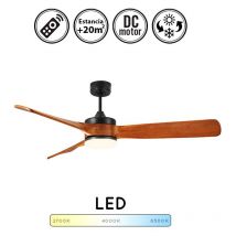 Lámpara ventilador de techo grande dc Oriente Negro Roble 2950 Lm función invierno/verano
