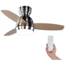 Kekai - Ventilador de Techo Mistral dc 92x34 cm 55W Plata con Aspas de Madera, Luz Regulable, Temporizador y Control Remoto