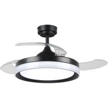 Iluminashop - Ventilador de Techo led 36W Negro dc Ultra Silencioso Verano / Invierno con Mando a Distancia y Palas Retractiles